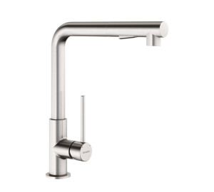 Grifo de cocina monomando con caño   Acero Inoxidable